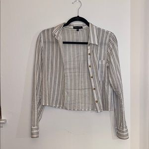 Slightly cropped button down shirt